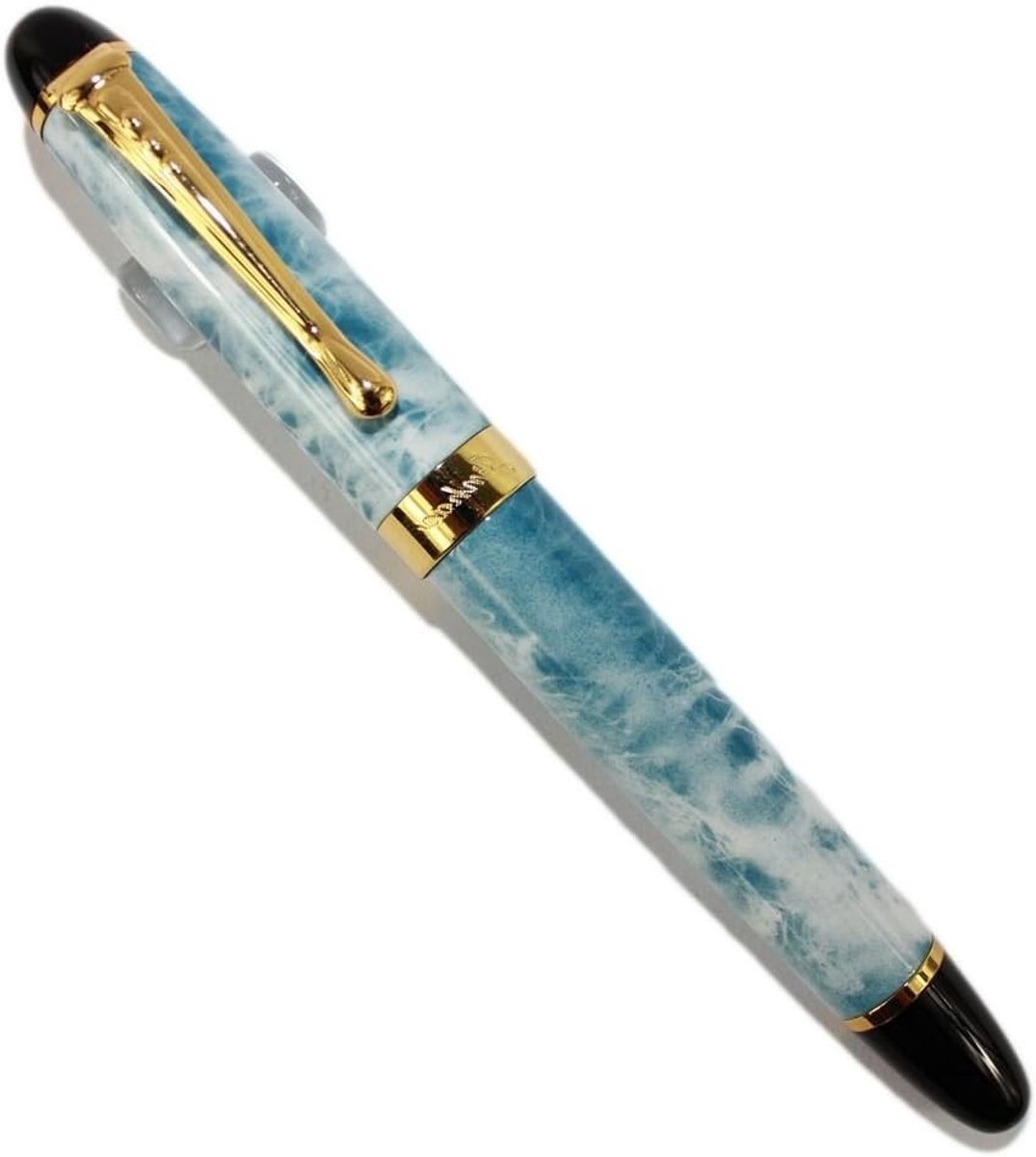 Lichtblauwe en Witte Patronen Flog Rollerbalpen met Gouden Clip voor Elegant Schrijven en Notities