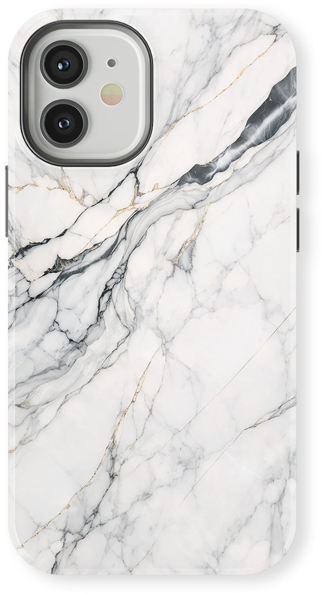 DripCase Hoesje geschikt voor iPhone 12 Marmer | Marble Moods | Magnetisch Opladen | 2-in-1 Ontwerp | Luxe Marmeren Case geschikt voor iPhone 12 Classic White Marble