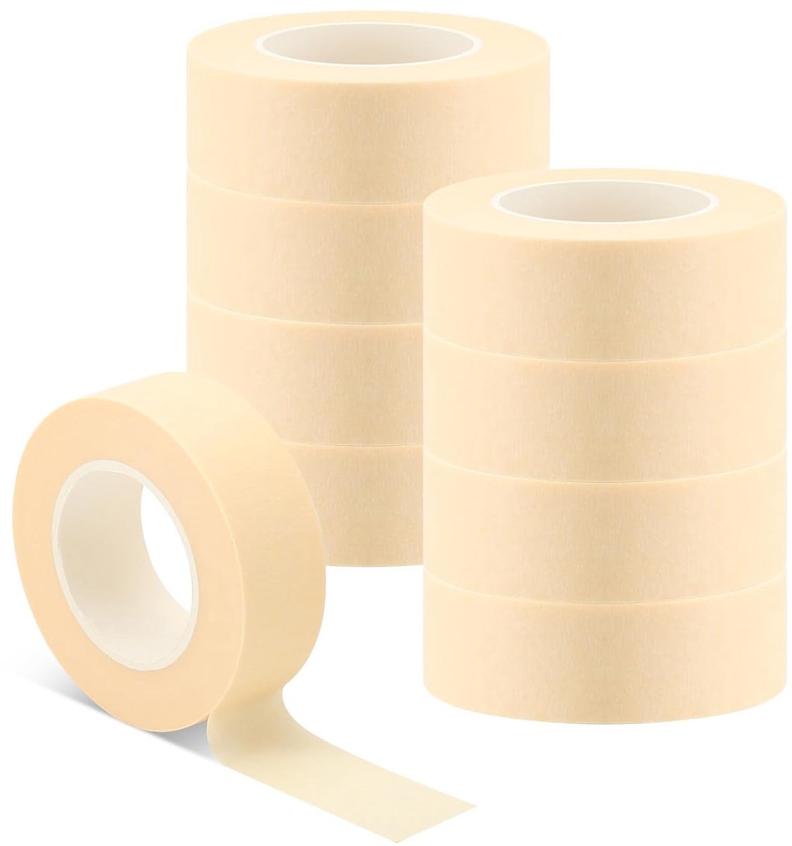 9 Rollen Beige Masking Tape 22mmx20m - Hoge Temperatuur Weerstand, Ideaal voor Schilderen, DIY Klussen en Creatieve Projecten