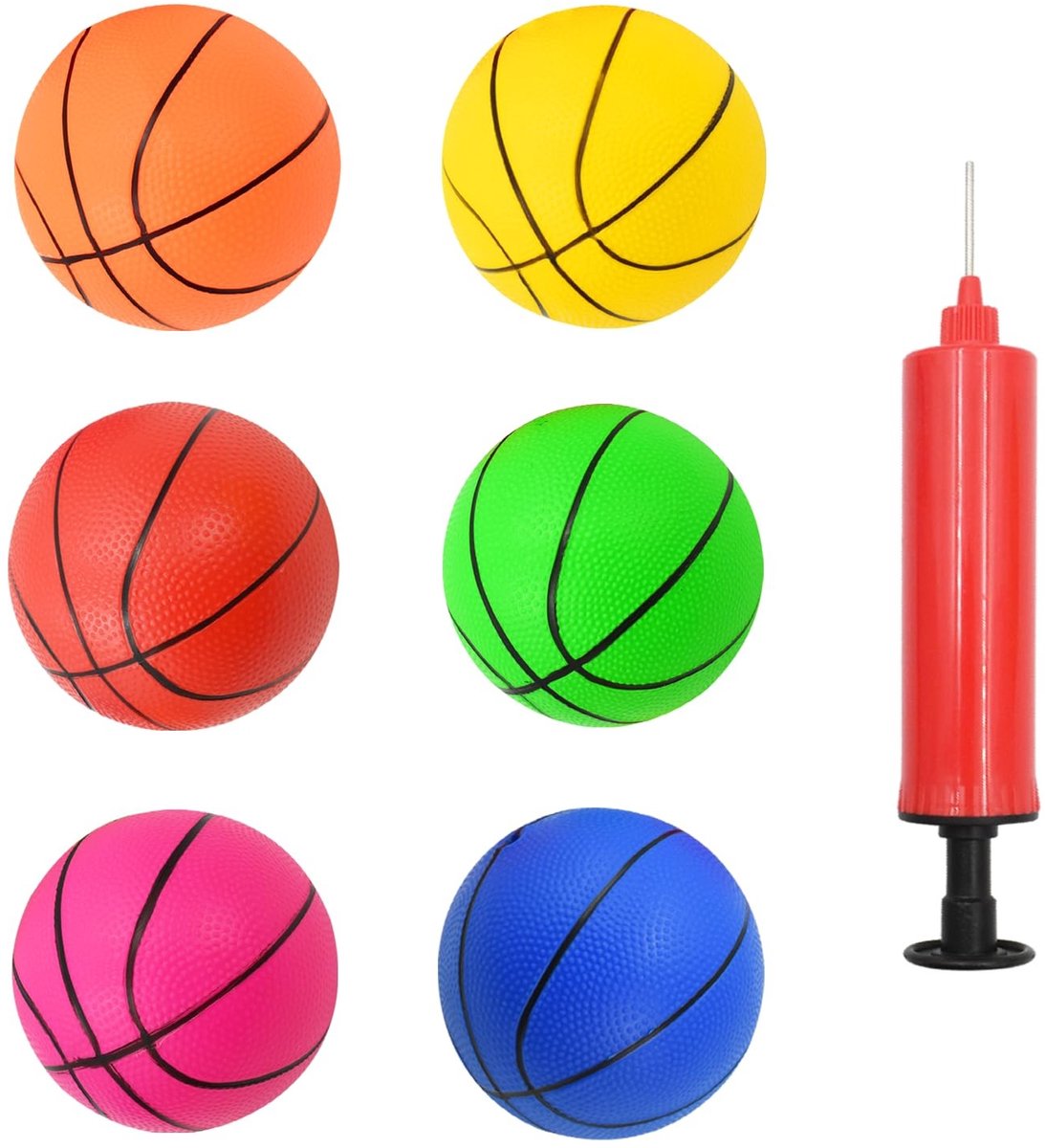 Seb2 - Mini Basketball - Kleine Opblaasbare Basketballen - Voor Binnen en Buiten - Set van 6 - Versterk Hand-Oogcoördinatie - Geschikt voor Kind...