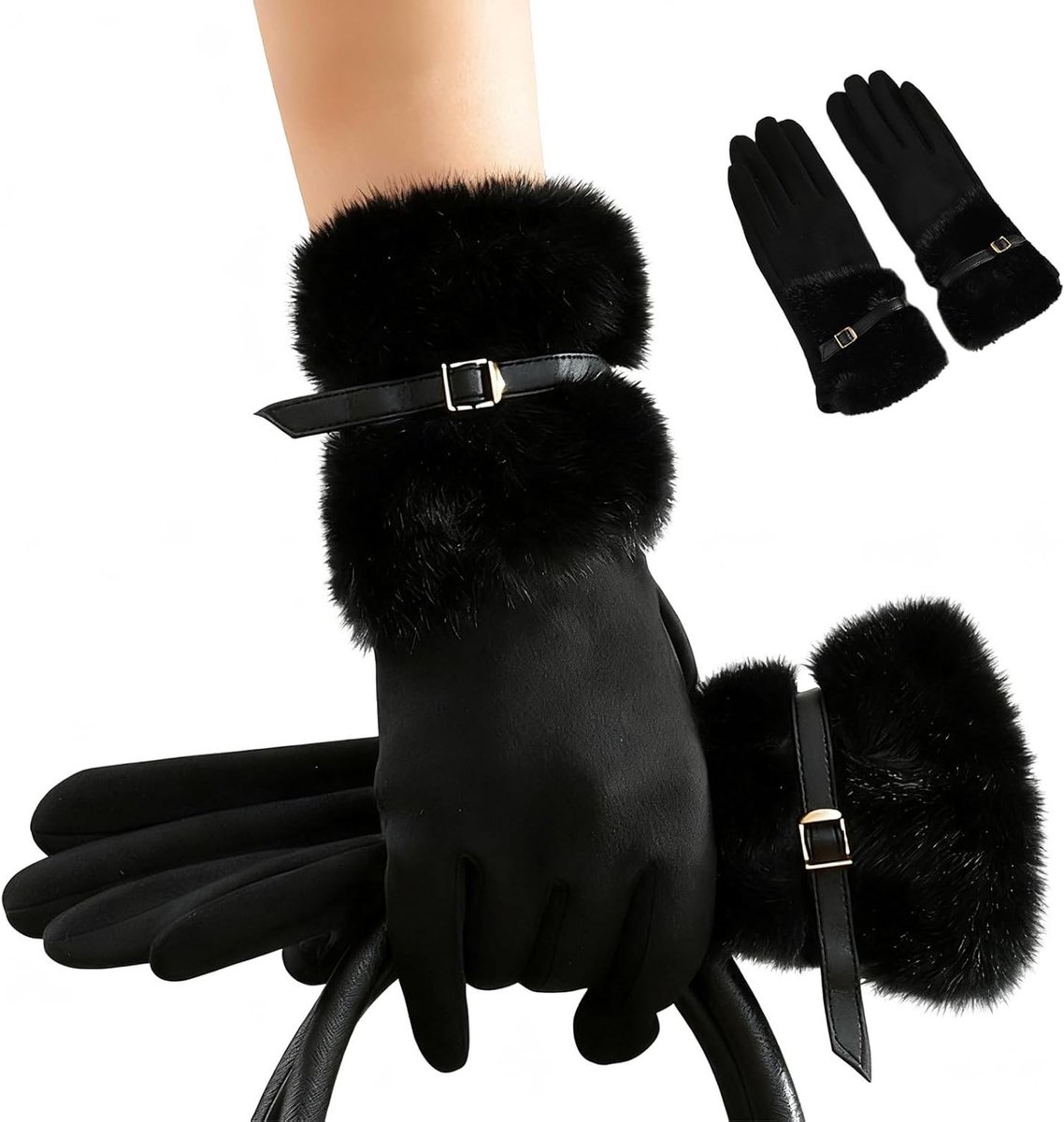Winterhandschoenen voor Dames - Zachte Cuffs, Touchscreen, Winddicht en Warm, Ideaal voor Skiën, Fietsen en Buitenactiviteiten