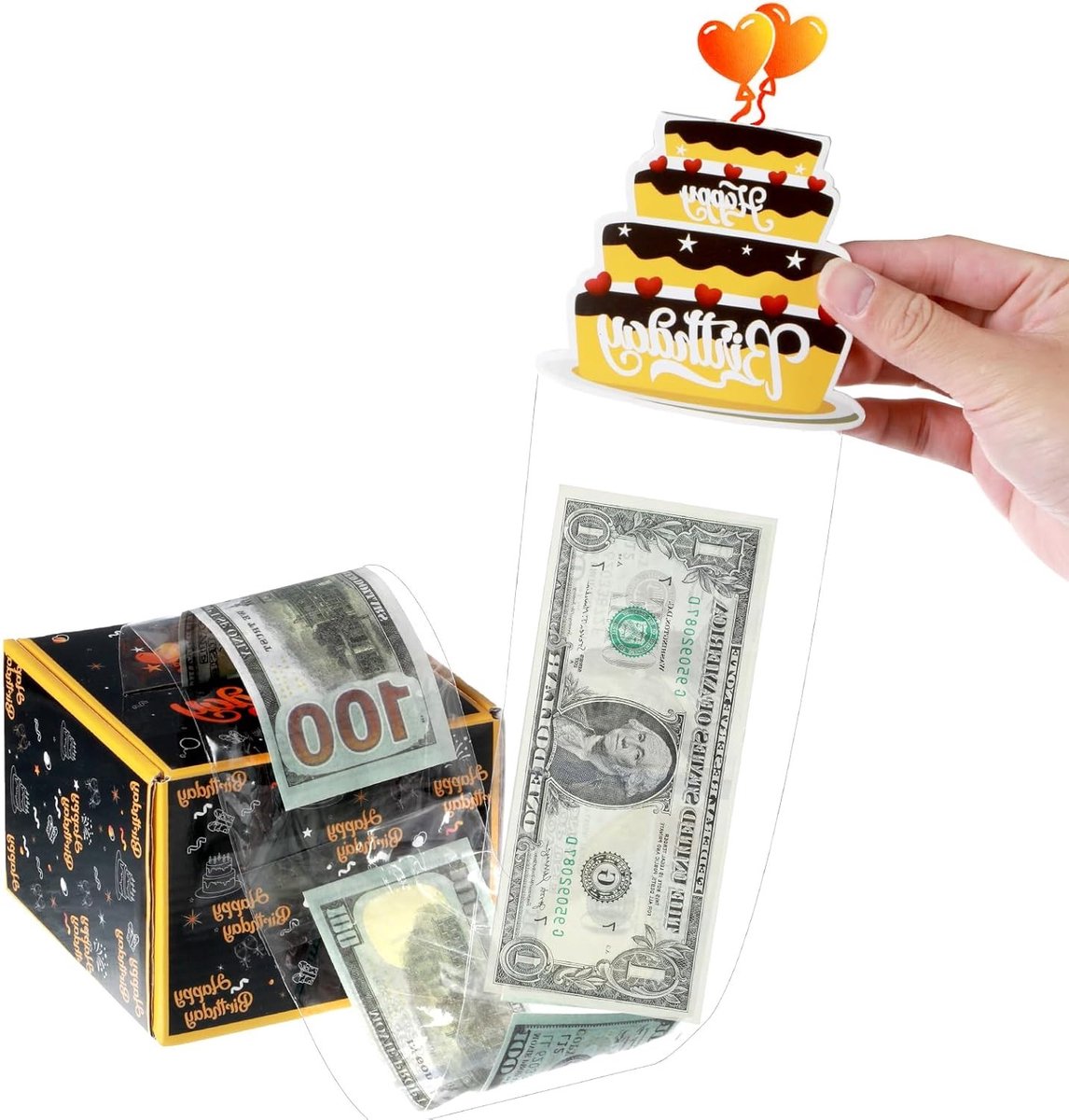 Verjaardagsgeldbox voor contant geld, verrassingscadeau met trekkaart en geldhouder, ideaal om geld cadeau te geven aan ouders en geliefden, perfect voor elke gelegenheid