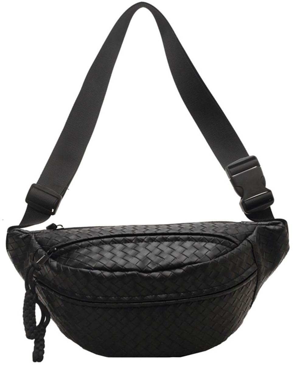 Seb2 - Half Moon Handtas - Dames Schoudertas - PU Leer - Zwart - Trendy Crossbody Tas - Perfect voor Dagelijks Gebruik - Minimalistisch Design