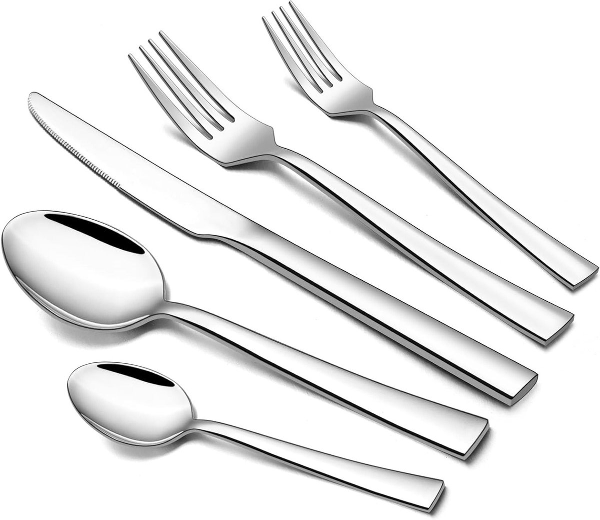 Elegante Bestekset voor 12 Personen, 60-delig Roestvrijstalen Bestek met Messen, Vorken en Lepels, Perfect voor Thuis, Keuken en Restaurant, Vaatwasmachinebestendig