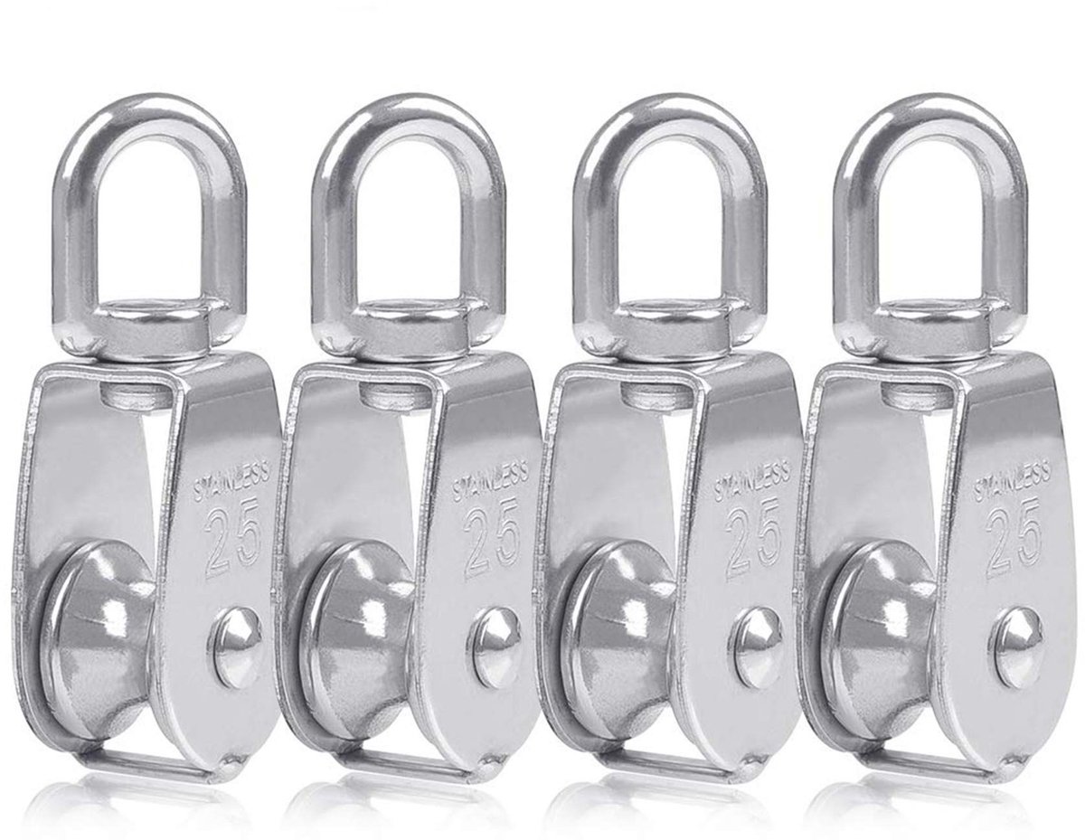 Store_9 - Monoblock blokken - Roestvrij staal - 25 mm - Sterke kabelpulley - Lichtgewicht - Geschikt voor hijs- en takelwerk