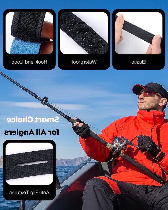 12 Stuks Visriemen in 6 Kleuren - Elastische Neopreen Steunen voor Vissershengels, Ideaal voor Spinning, Stationaire en Vliegvissen — afbeelding 4