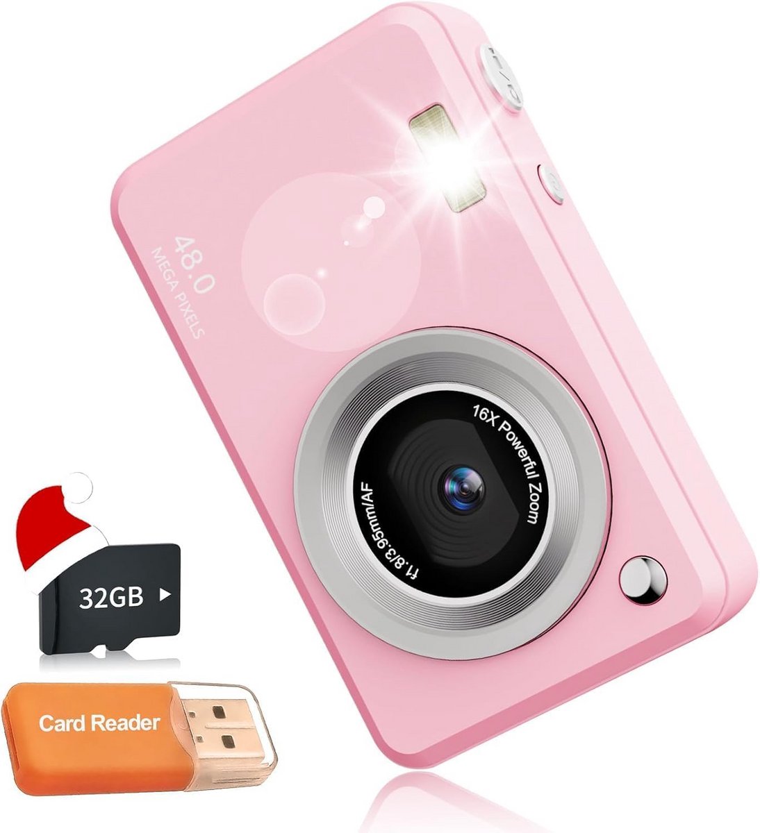 Digitale Camera - Kindercamera Fotocamera - Kinderen Leren Fotograferen - 1080P Full-HD Video - 48MP - Roze