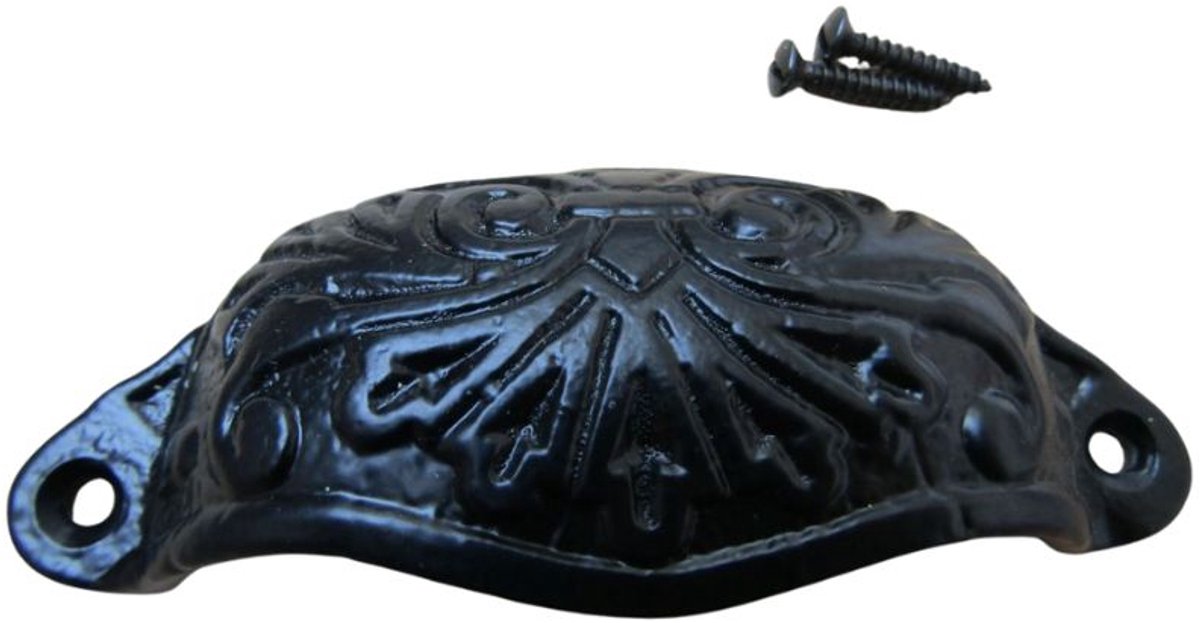 Ornate Cup Pull Handle Black Antique