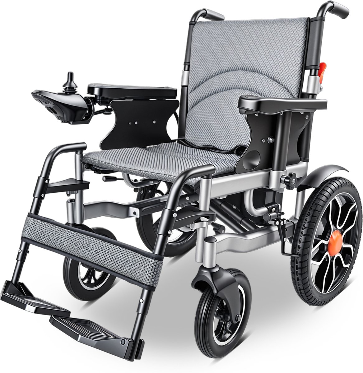 ZygenAir YHW001-D Elektrische Rolstoel - Lithiumbatterij 24V/12Ah - 20 km Bereik - Sterk Dubbel-X Frame - 150 kg Draagvermogen - Lichtgewicht& Opvouwbaar - Comfort & Stabiliteit - Zilver