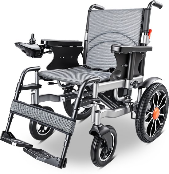 ZygenAir YHW001-D Elektrische Rolstoel - Lithiumbatterij 24V/12Ah - 20 km Bereik - Sterk Dubbel-X Frame - 150 kg Draagvermogen - Lichtgewicht& Opvouwbaar - Comfort & Stabiliteit - Zilver