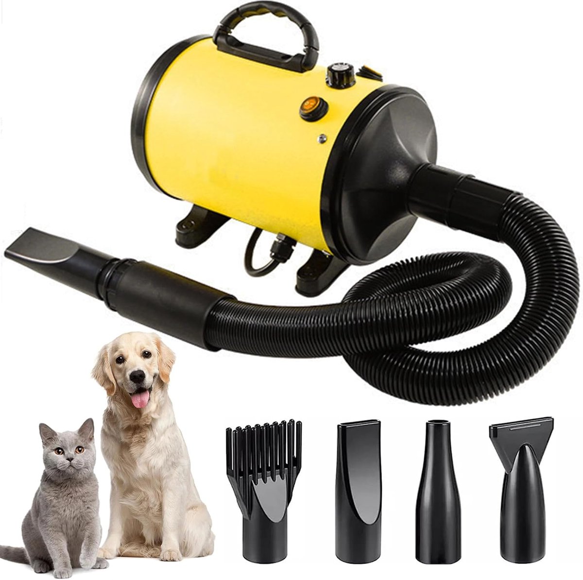 Honden Föhn - Dieren Droger - Snelle Vacuümdrogers - Geluidsarm 2800W - 36.6 x 28.2 cm - Geel
