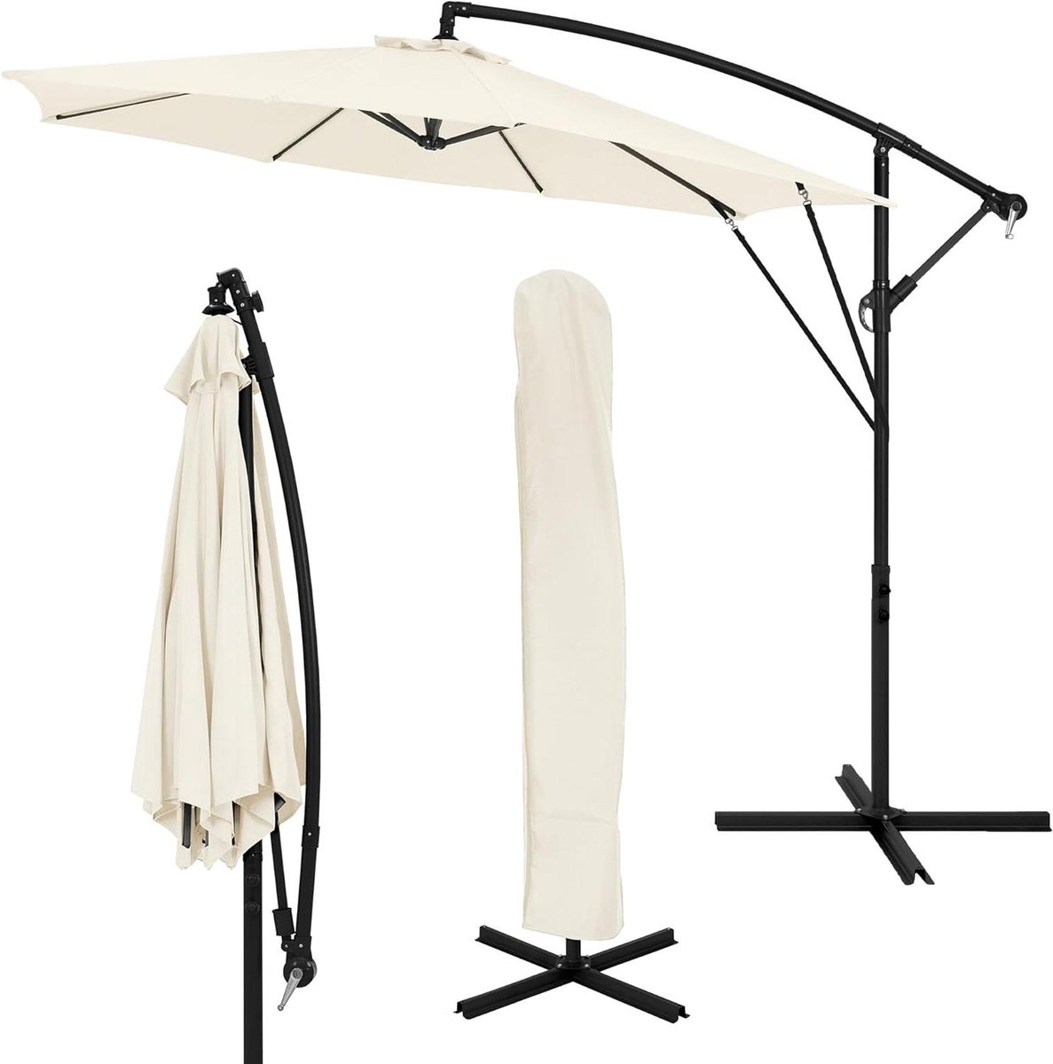 Terras Parasol - Zonnescherm Buiten - Schaduw Creëren - 360 Graden Draaibaar - Ø300 cm - Antraciet