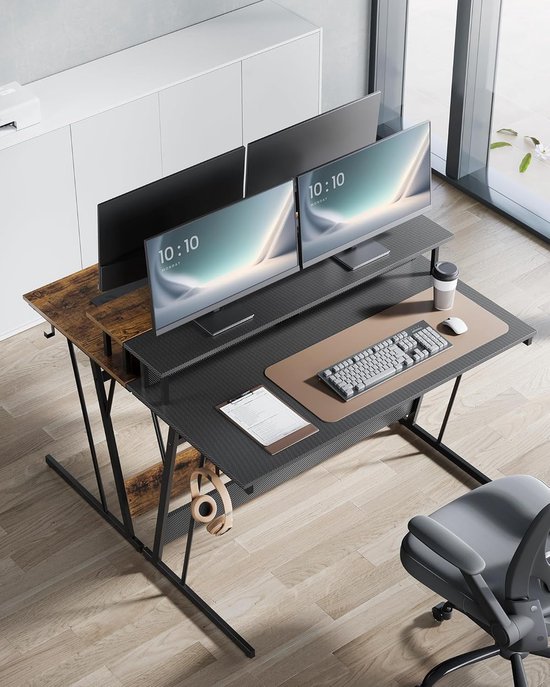 Gaming Bureau - Computer Tafel - Comfortabel Spelen - Geïntegreerde LED Verlichting - 120 x 60 cm - Carbon Zwart — afbeelding 3