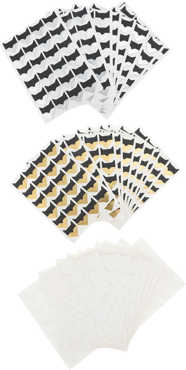 Fotohoekjes Stickers - Album Hoeken - Foto's Plakken - Zelfklevend - 720 Stuks - Wit Goud Zilver