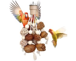 Houten Kauwspeelgoed Vogel - Papegaaienspeelgoed Valkparkiet - Vermaak en Stimulatie - Duurzaam Kauwmateriaal - 20 x 12 cm - Beige