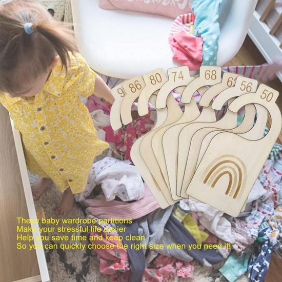 Kastverdeler - 18 Stuks - Kledinghangers - Hout - Maathangers Baby - Kastverdelers voor Babykleding - Maat hangers - Kastverdeler - Maatverdelers voor kleding - Voor Baby Kleding - Maatverdelers Maat 50 t/m 98 - 18*8*0.3cm - Houtkleur — afbeelding 2