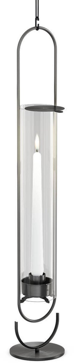 höfats OVAL CANDLE Kandelaar 55 zwart Lantaarn om neer te zetten of op te hangen, kandelaar van roestvrij staal en glas, eenvoudig schoon te maken
