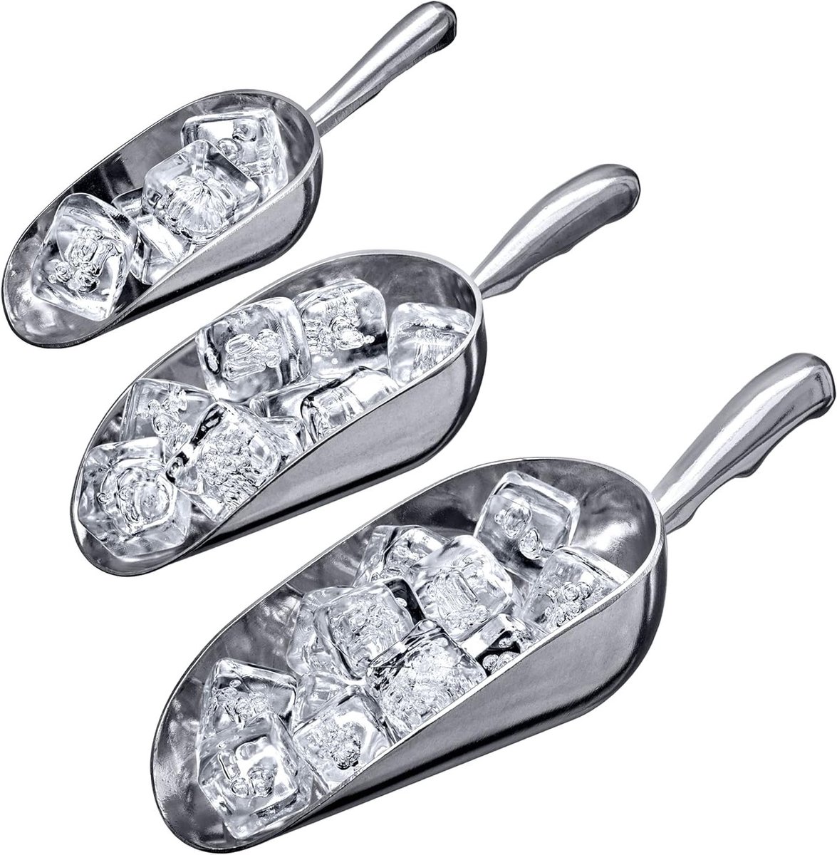 3-delige Aluminium IJslepel Set voor Keuken en Eetkamer, Ideaal voor IJs, Meel en Cereals, Diverse Maten