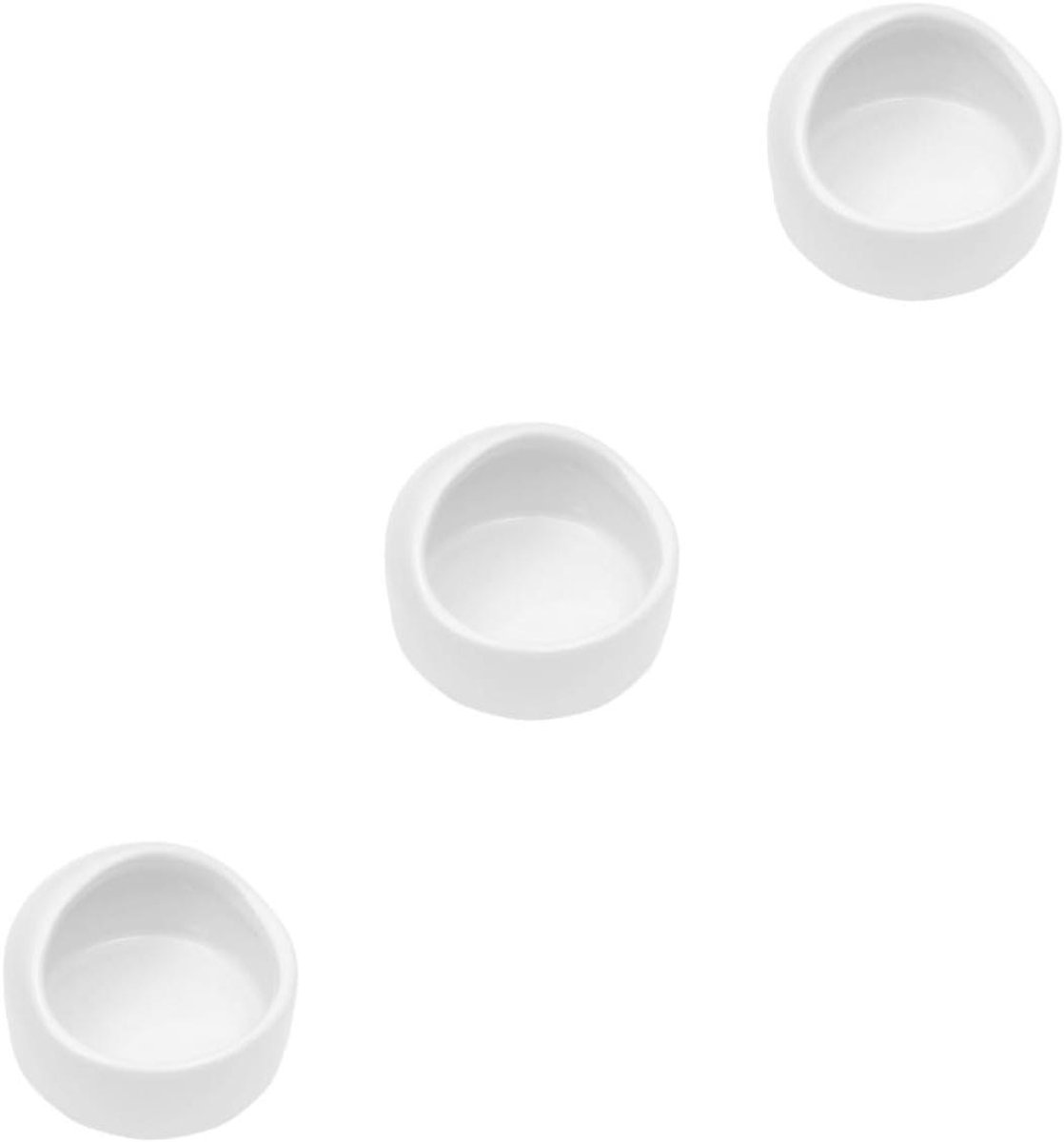 Keramische Kom - Voerbakje Kleine Dieren - Voeding en Water - Anti-kantel Ontwerp - 3 Stuks - Wit