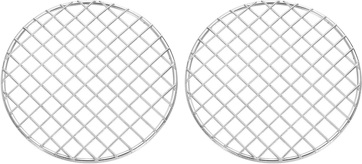Kookrooster 2 stuks Grillrooster bakplaat Koken en bakken Corrosiebestendig staal 165 cm diameter Zilver