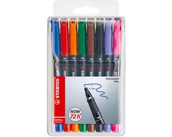 STABILO OHPen - Permanente Marker - Universal F Punt 0,7 mm - Etui Met 8 Kleuren