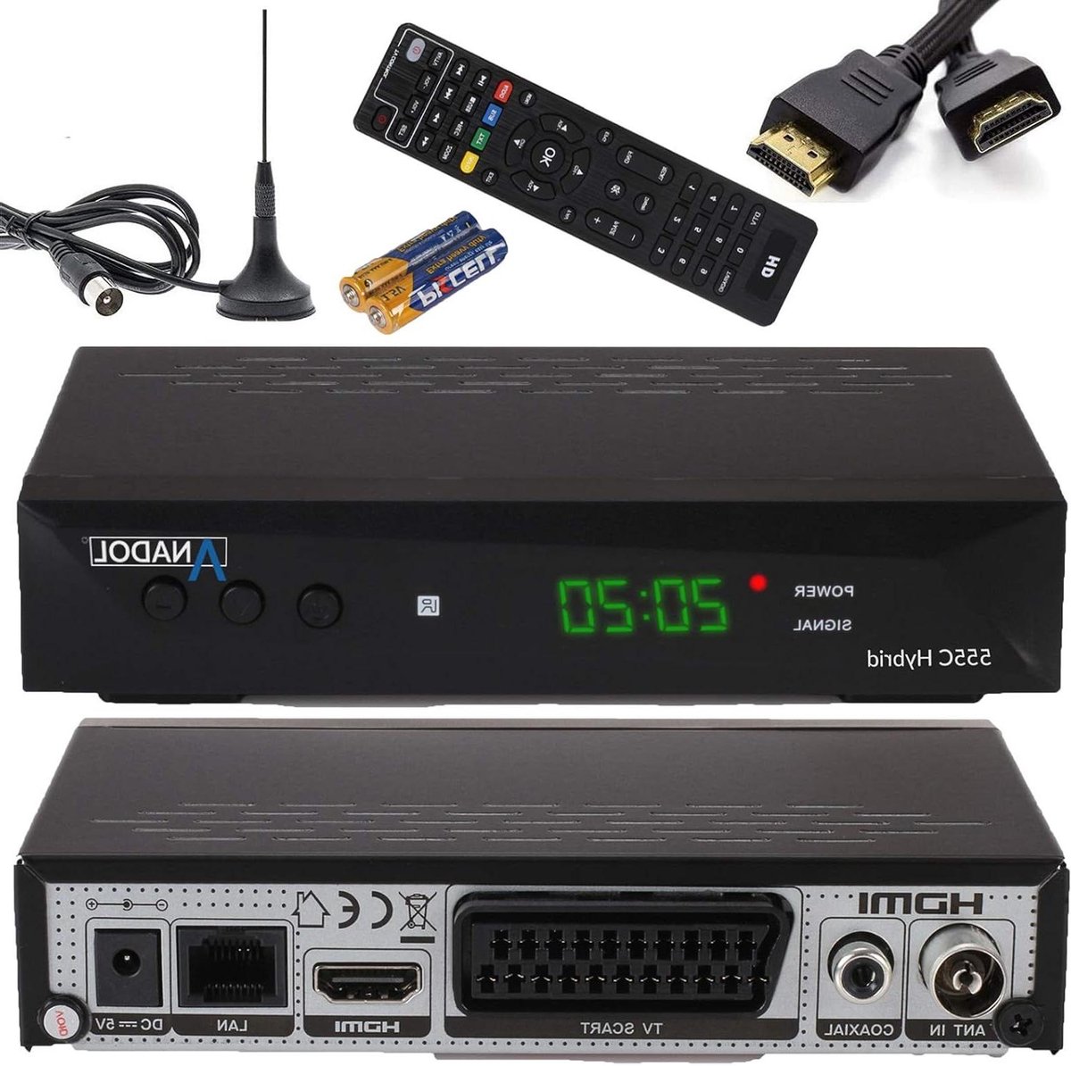 Digitale Kabelontvanger - HDTV DVB-T2 - Televisie Kijken - PVR Opnamefunctie - Full HD - Zwart