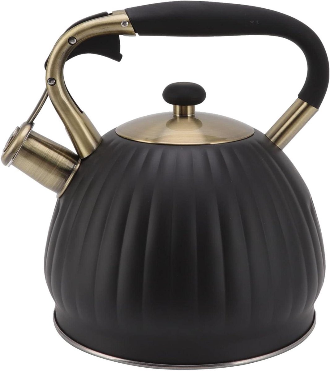 Waterkoker Met Fluitje - Theepot RVS - Water Koken - Grote Capaciteit - 3.5 Liter - Zwart