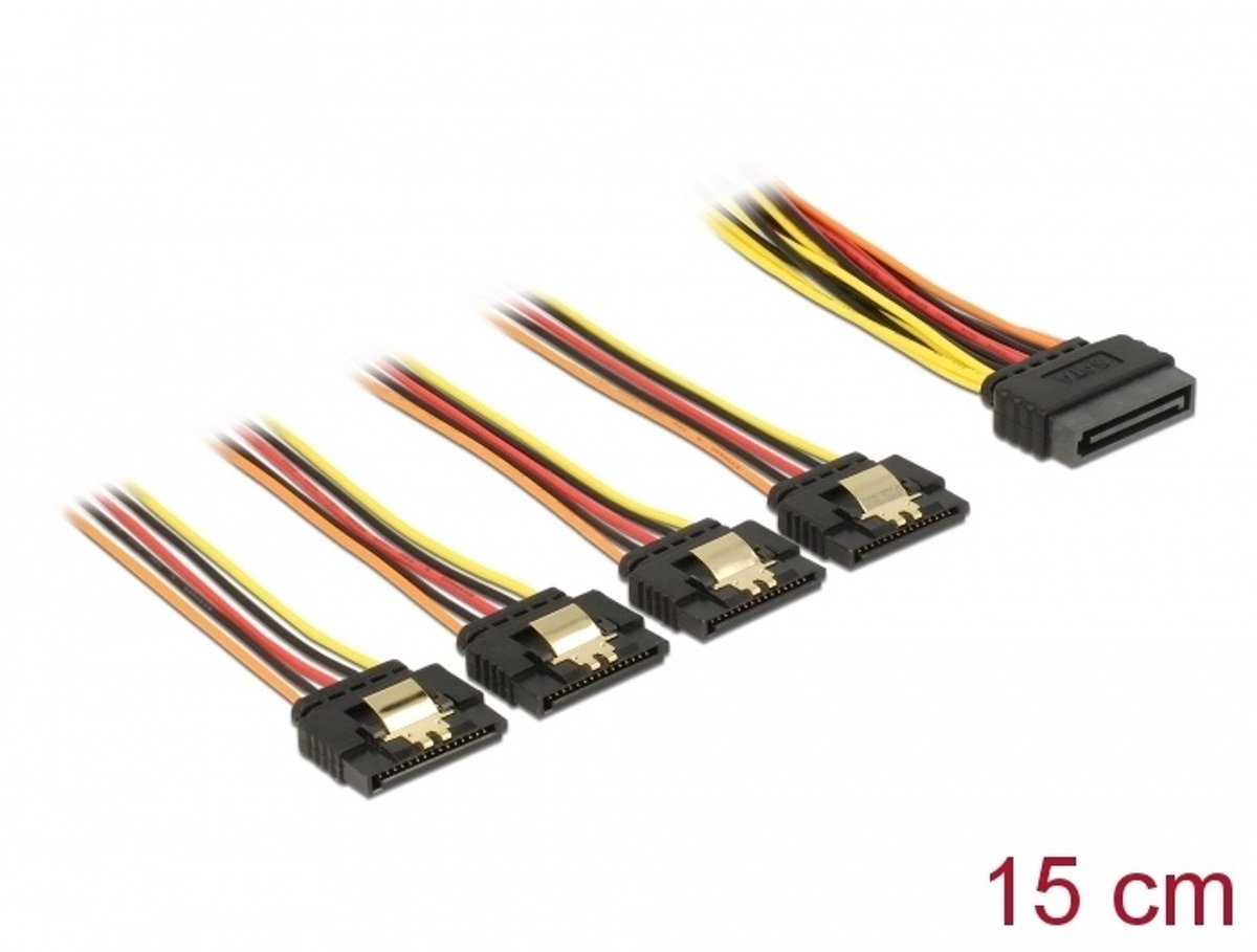 SATA-kabel 0.15 meter SATA 15-pin 4 x SATA 15-pins Meerkleurig