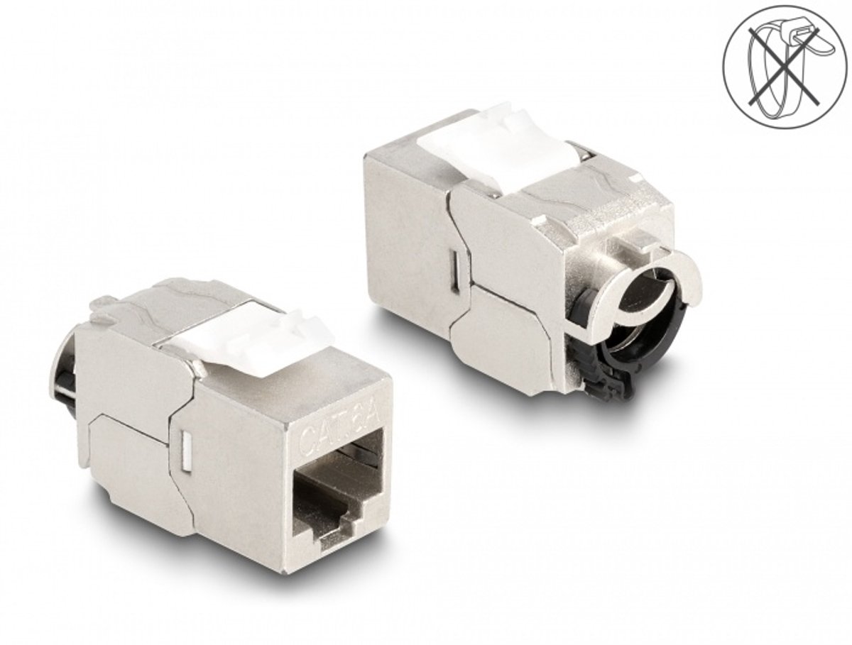 Delock Keystone Module RJ45 jack to LSA Cat.6A STP with locking clip and cable tie-free