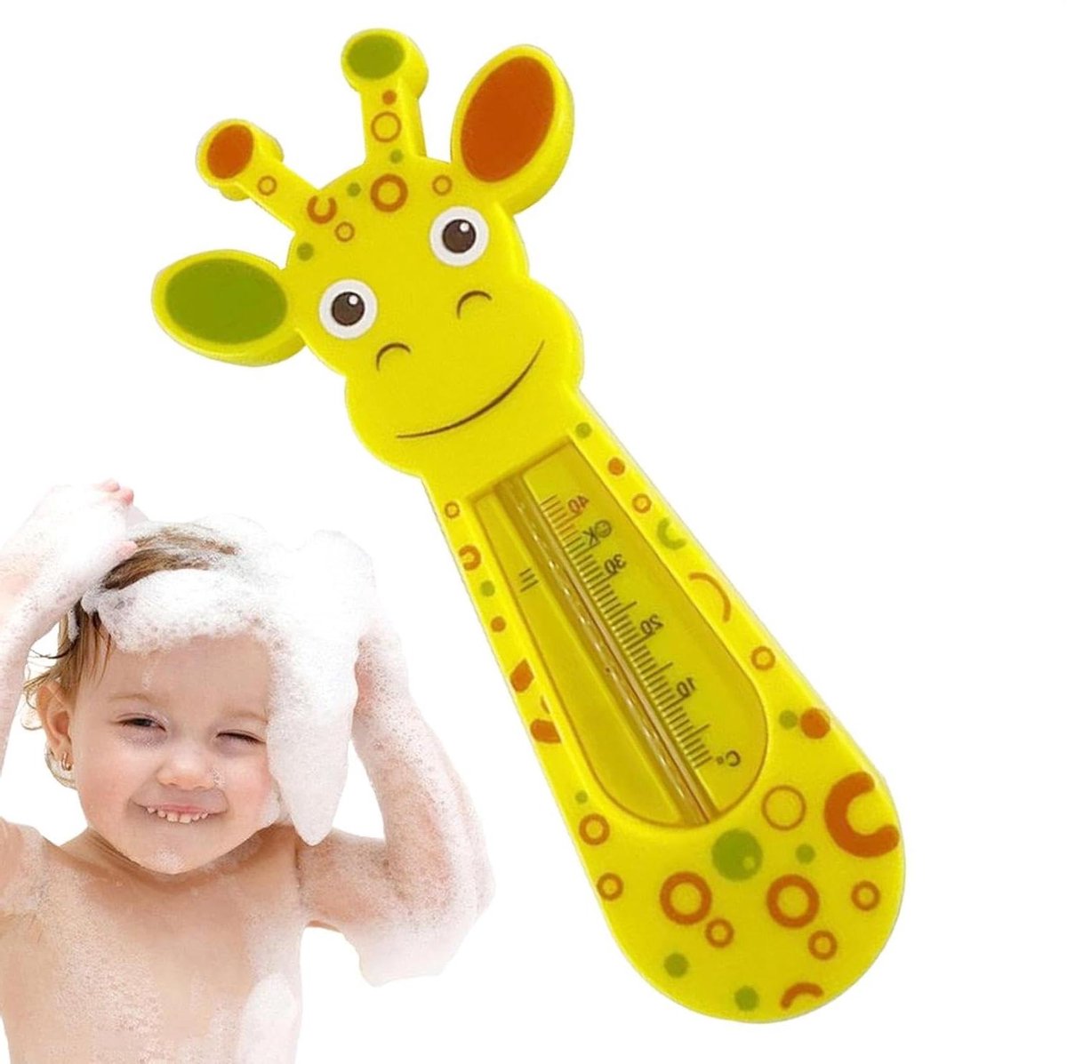 Badthermometer Giraf - Babyspeeltje Water - Veilig Baden - Drijvend Badspeelgoed - 148 cm - Geel