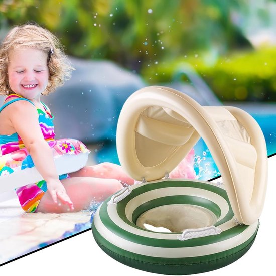 Baby Zwemband - Opblaasbare Stoel - Waterpret - Met Zonnekap - 57x49 cm - Groen — afbeelding 5