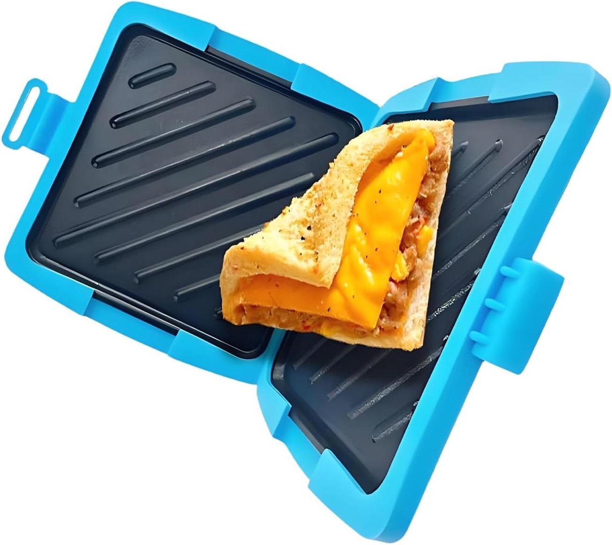 Magnetron Sandwichmaker - Panini Pers - Snelle Maaltijden - Antiaanbaklaag - 4x17x4 cm - Blauw