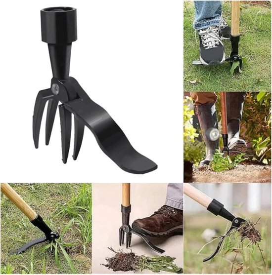 Dailygoods - Stand-up Onkruidtrekker, 4-klauw Stand-up Wieder Draagbare Roestvrijstalen Onkruidplukker Tuinieren Handwieden voor tuin- en Gazononderhoud, Tuinieren Handmatig Gereedschap van Dailygoods — afbeelding 5
