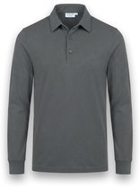 Vercate - Polo homme manches longues - Polo sans repassage - Grijs - Coupe slim - Excellent Katoen - Taille L