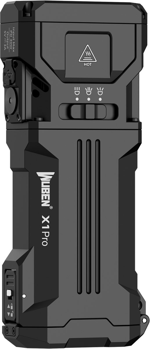 WUBEN X1 Pro - 12300 Lumen - Oplaadbare EDC Zaklamp - met Powerbank Functie & Draag Clip - Zwart