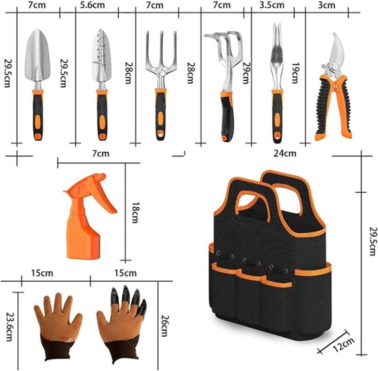 8-delige tuingereedschapset, complete tuinset, tuincadeau, inclusief opbergtas. van Esschert Design — afbeelding 3