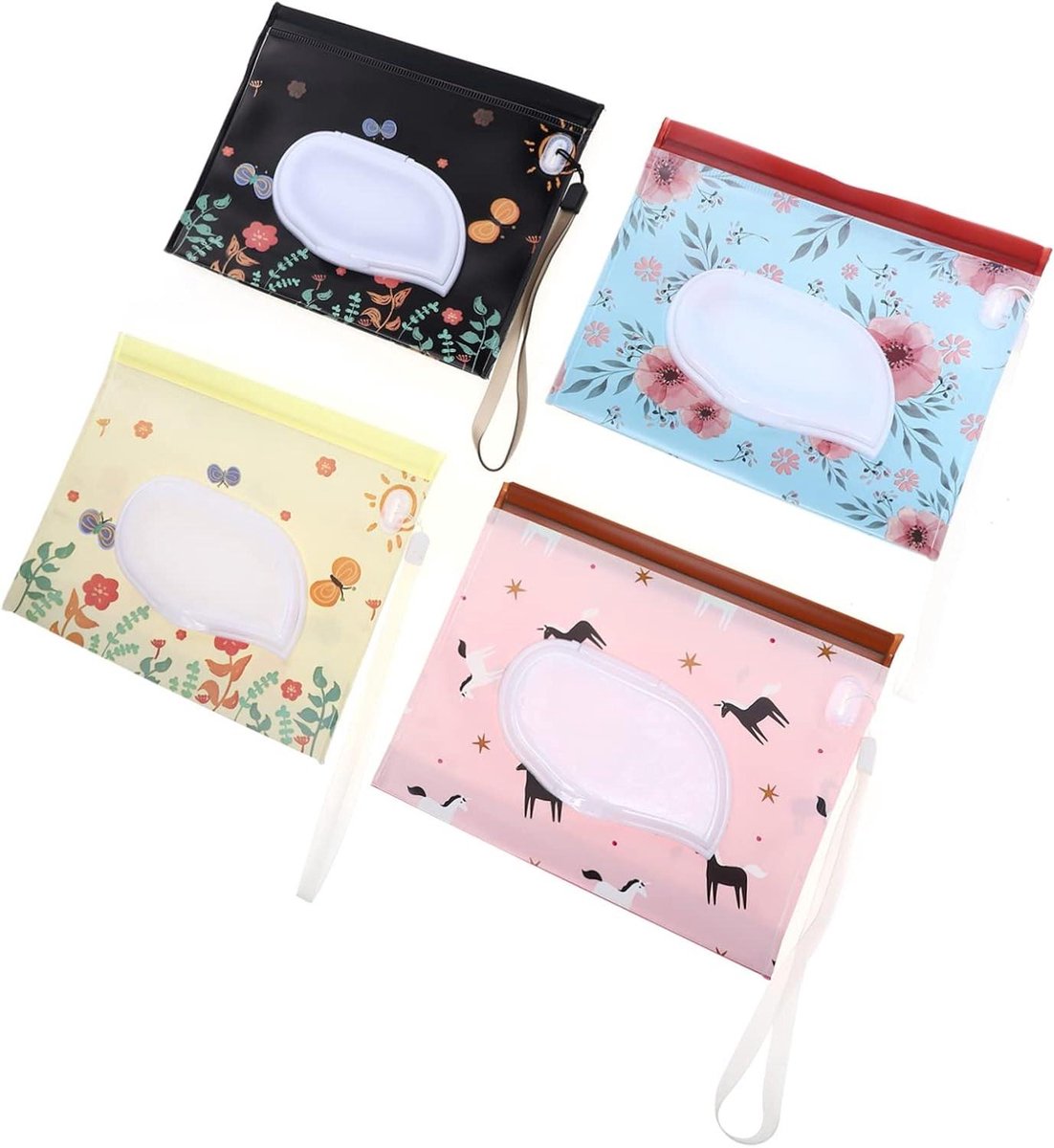 Doekjesdispenser - Vochtige zakjes - Onderweg - Herbruikbaar en navulbaar - 18x15cm - Diverse kleuren
