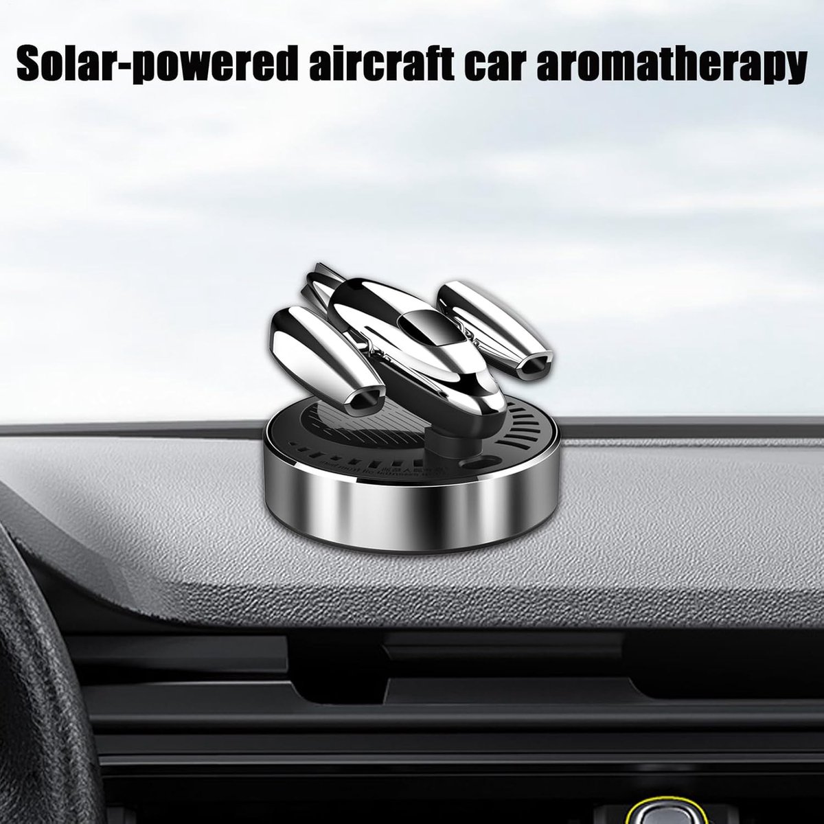 Auto luchtverfrisser - Geurverwijderaar ornament - Auto interieur - Zonne-energie aangedreven - 10x10x10 cm - Zilver