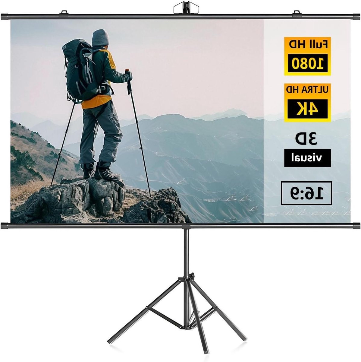 Projectiescherm met Statief - Beamer Scherm - Thuisbioscoop Creëren - Antireflectie Coating - 60 tot 84 Inch - Grijs
