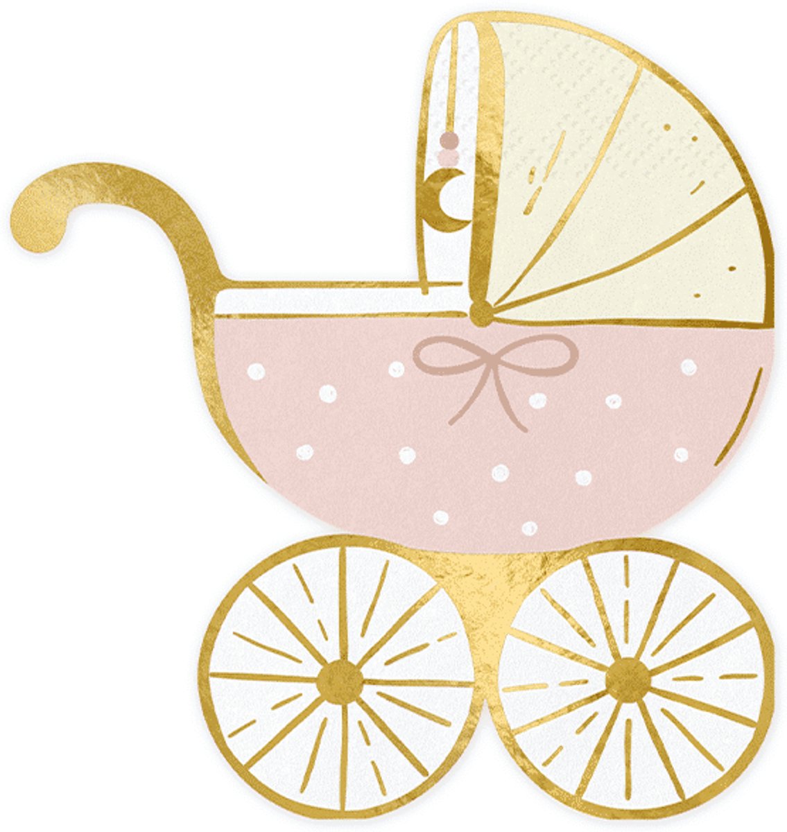 Partydeco - Servetten kinderwagen roze (20 stuks) babyshoweer geboorte doop