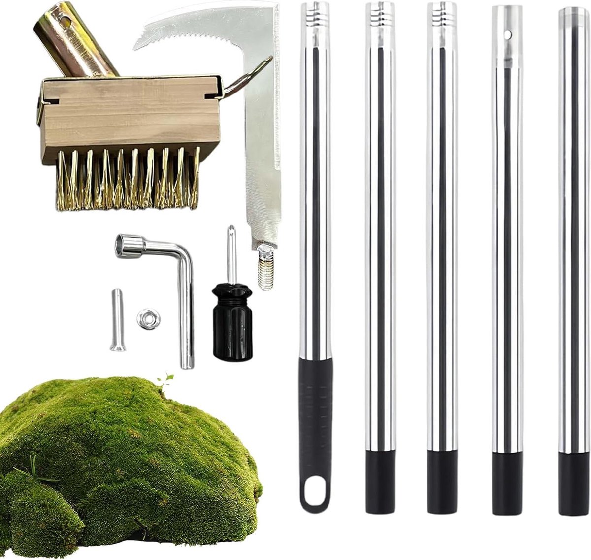Onkruidsteker Set - Tuin Gereedschap - Terras Reinigen - Verstelbare Antislip Grip - 41 cm Lengte - Grijs
