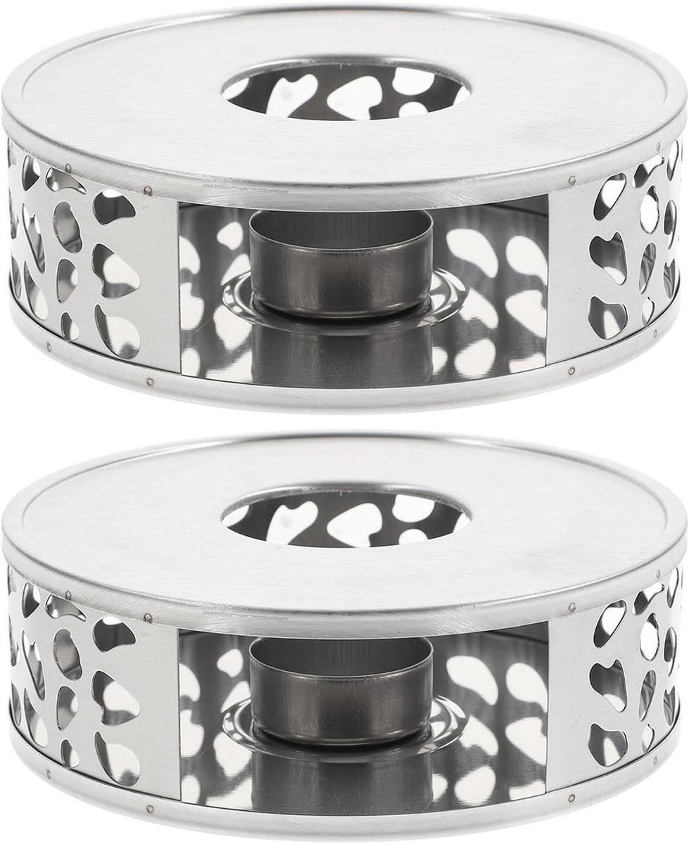 Theepot Verwarmers - Theelicht Houder - Thee Warm Houden - Verbeterde Luchtcirculatie - 15 cm - Zilver