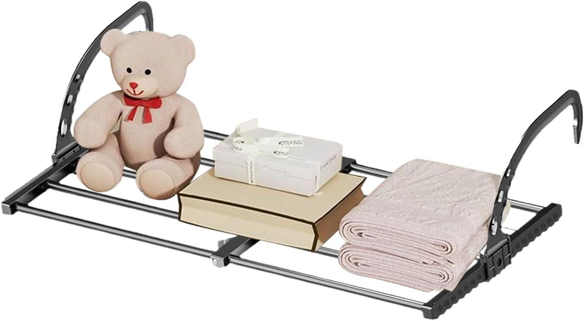Bed Plank - Nachtkastje Organizer - Ruimte Besparen - Opvouwbaar Ontwerp - 4x36x4 cm - Zwart