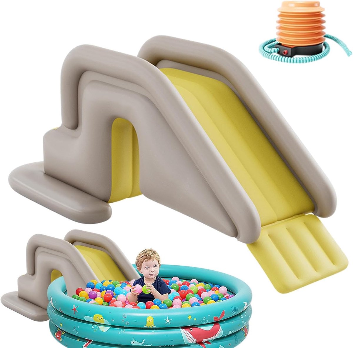Waterglijbaan Opblaasbaar Zwembad - Waterspeelgoed Glijbaan - Zomerpret Kinderen - Verstevigde Waterbasis - 200 x 80 cm - Geel – foto 2