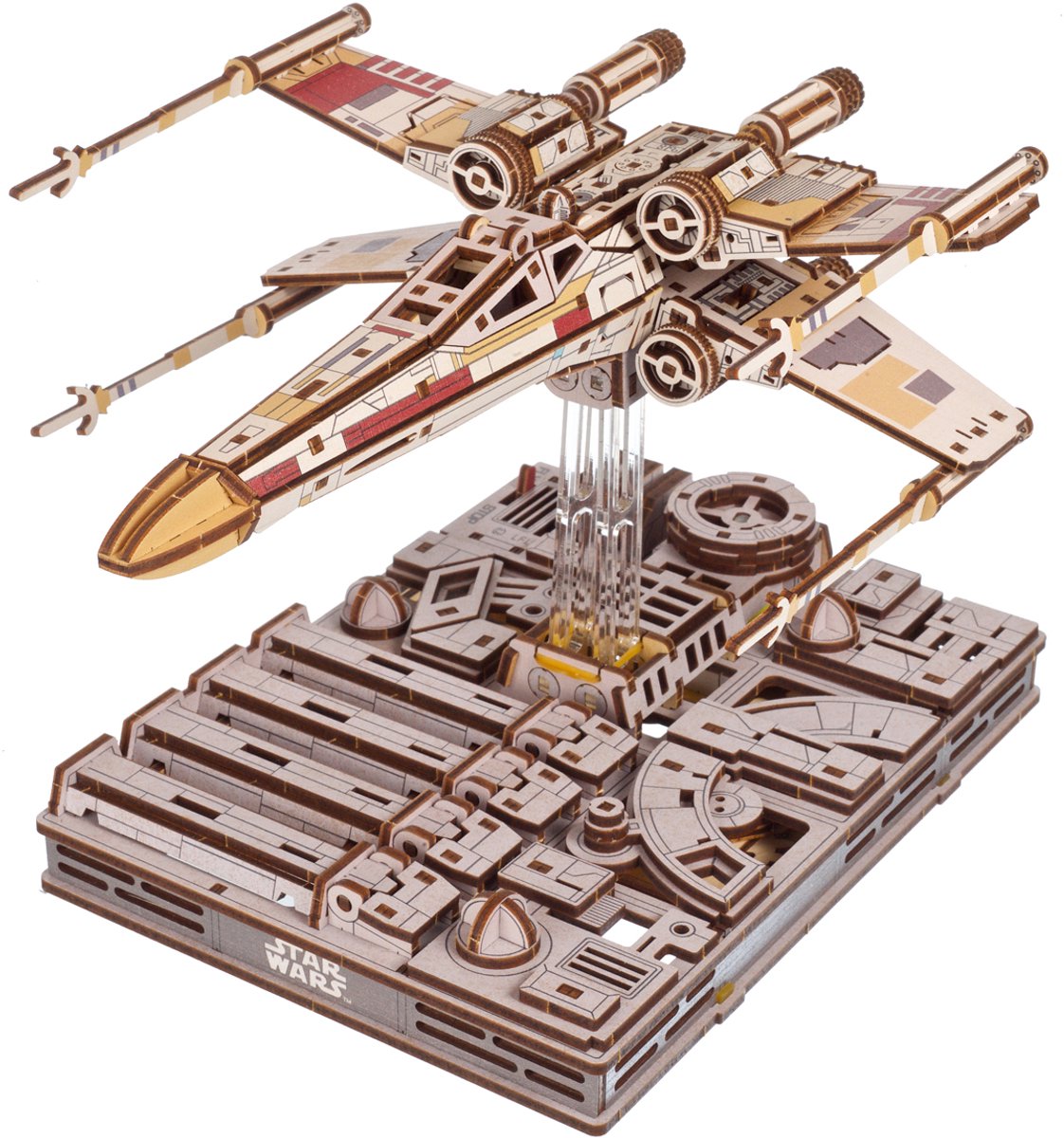UGEARS 3D Modelbouw - Luke Skywalker's X-Wing Starfighter - Star Wars - Mechanisch Bouwpakket Hout - Educatief Speelgoed — afbeelding 12