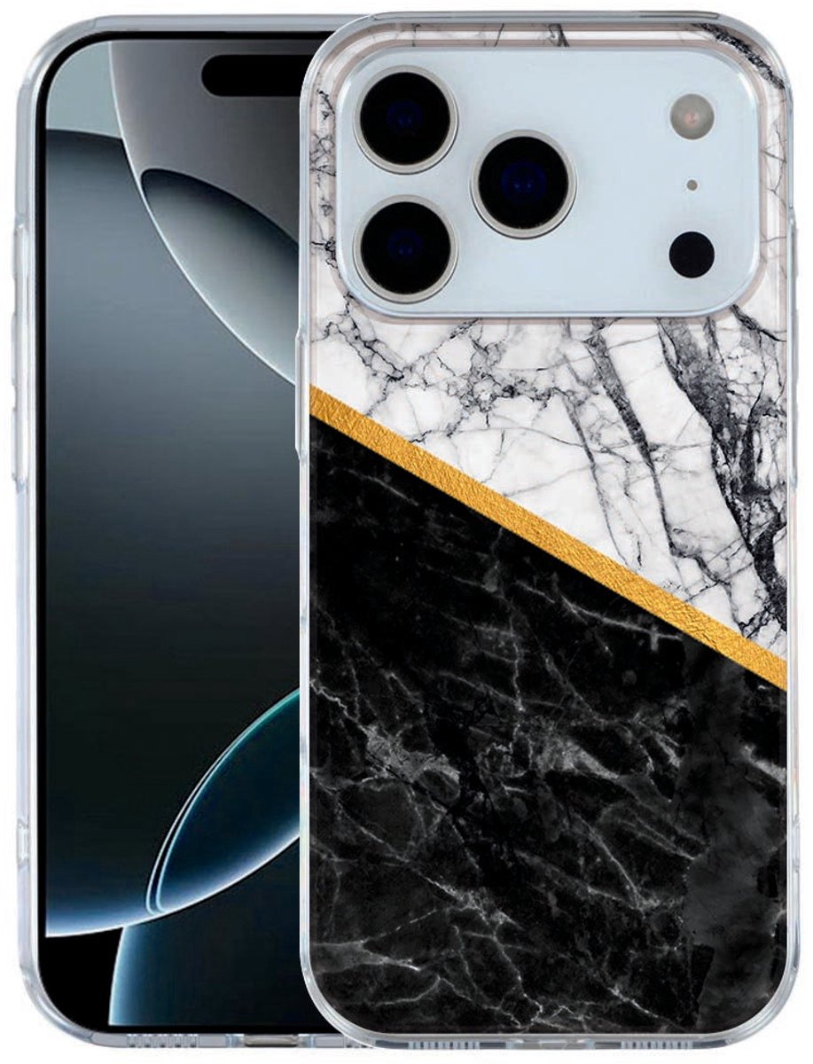 TPU Hoesje Apple iPhone 17 Pro Marble White Black