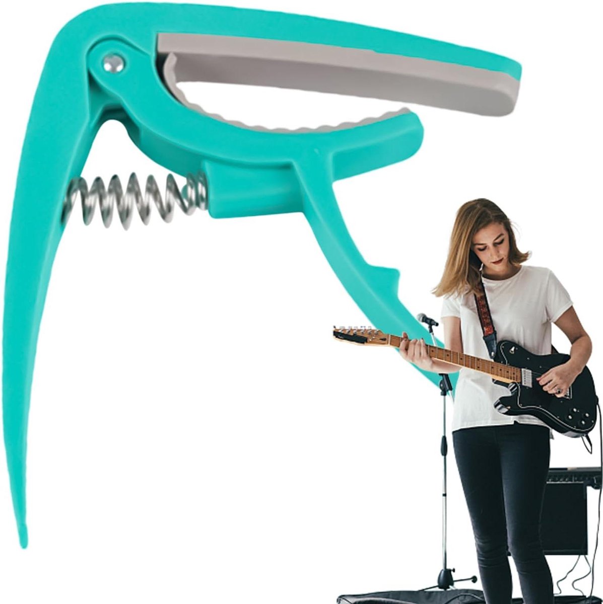 Gitaar Capo - Gitaar Trainer - Muziek Oefenen - Verstelbare Klem - 92 x 78 cm - Groen