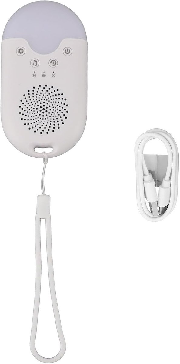 Draagbare Geluidsmachine - Witte Ruis Apparaat - Ontspannen Slapen - Met Kleurrijk Nachtlampje - 125x70x35mm - Wit — afbeelding 5