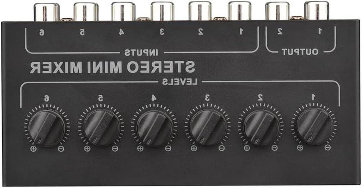 Mini Audio Mixer - Stereo Distributor - Muziek Mixen - Passief Ontwerp - 6 Kanaals - Zwart