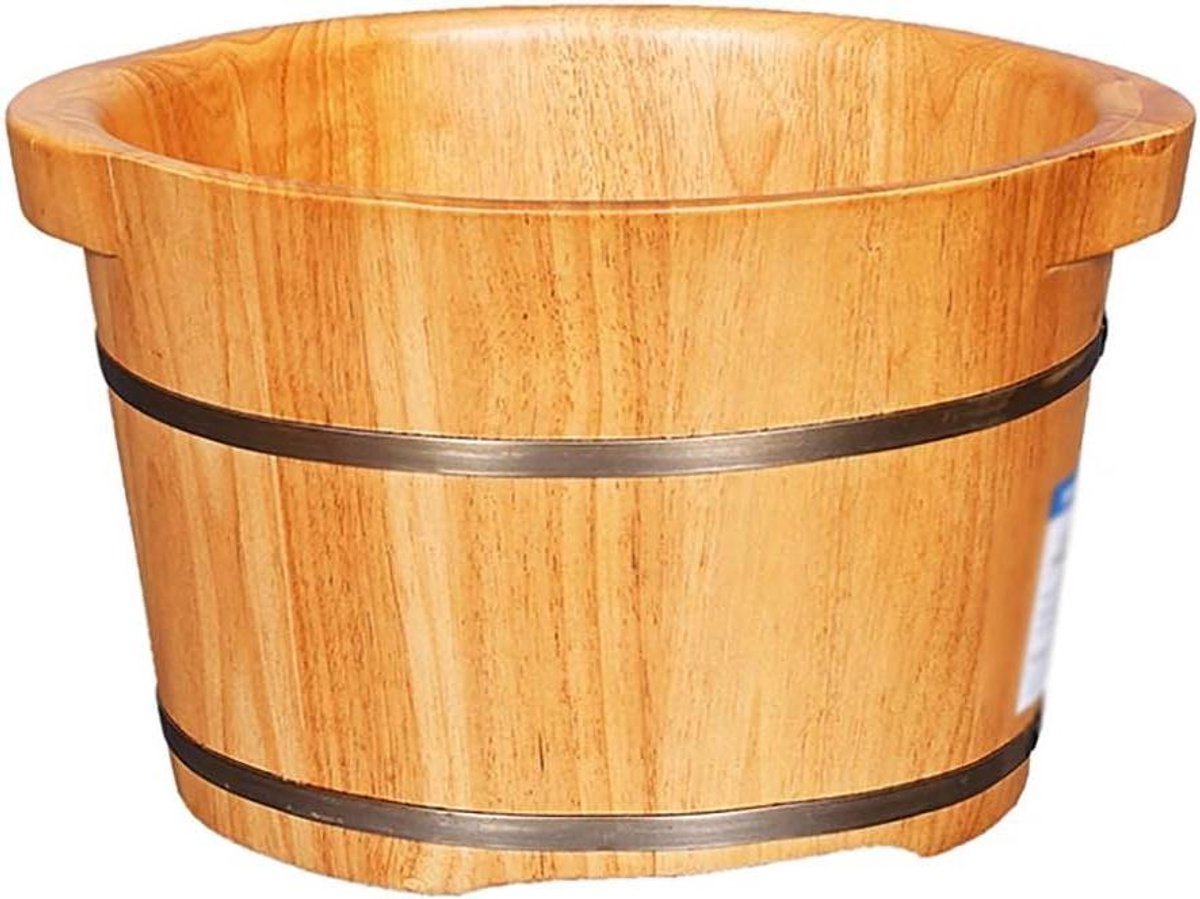 Voetenbad Emmer - Spa Bak - Ontspanning Thuis - Handgemaakt Eikenhout - 24 cm Hoog - Houtkleur